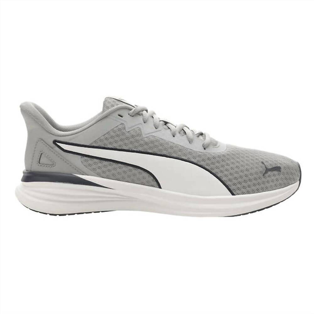 NEW PUMA men's lace up athletic tennis shoes in gray mesh navy